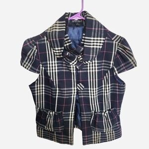 Y2K Seven Touch plaid short sleeve gilet blazer